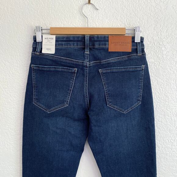 NWT Lucky Brand Sweet Boot Mid-Rise Jeans Womens Size 28 Dark Wash Stretch Denim - Picture 4 of 10